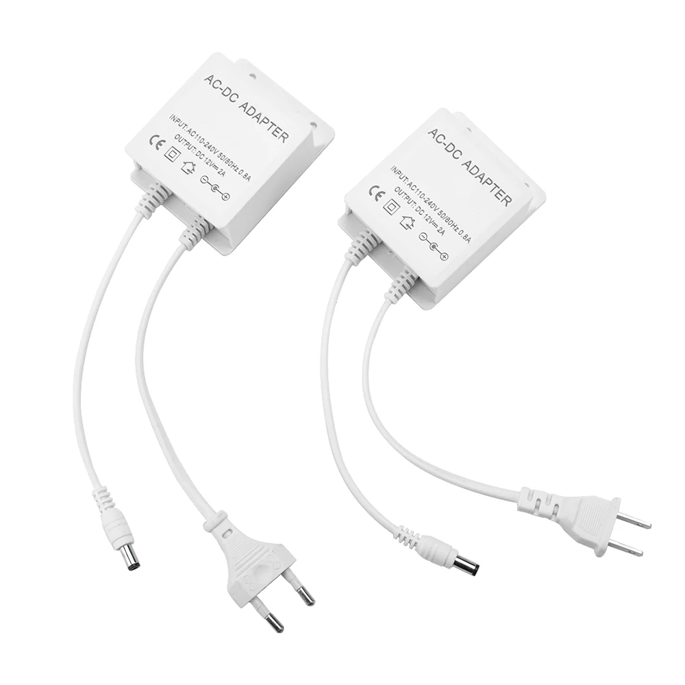 DC12V 2A EU プラグアダプタセキュリティ屋外電源 LED 防水デュアルワイヤー電気監視カメラ電源アダプタ AC100-240V