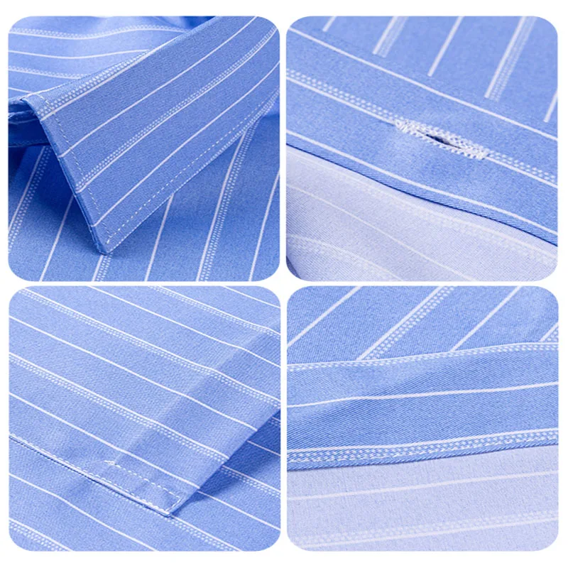 Novedad en camisas de algodón puro, camisas a rayas de manga larga para hombres, ajustadas, informales, de negocios, sociales, formales, ropa masculina de lujo de alta gama