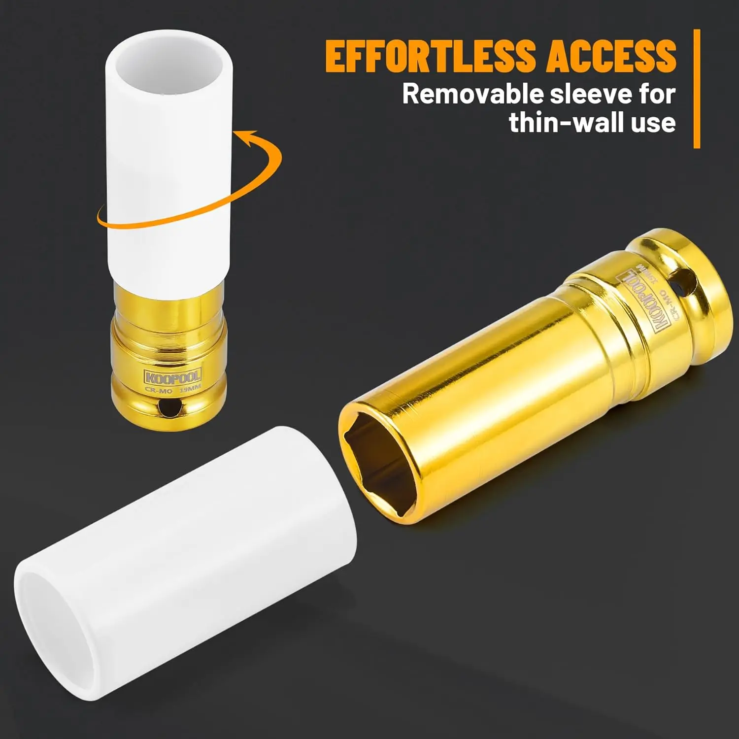 7/5/4PCS Chiave a tubo Manicotto 17/19/21mm Foro Colorato Per La Protezione Dei Pneumatici Strumento di Riparazione Per Impact Profonde Dado Driver Strumento Manuale