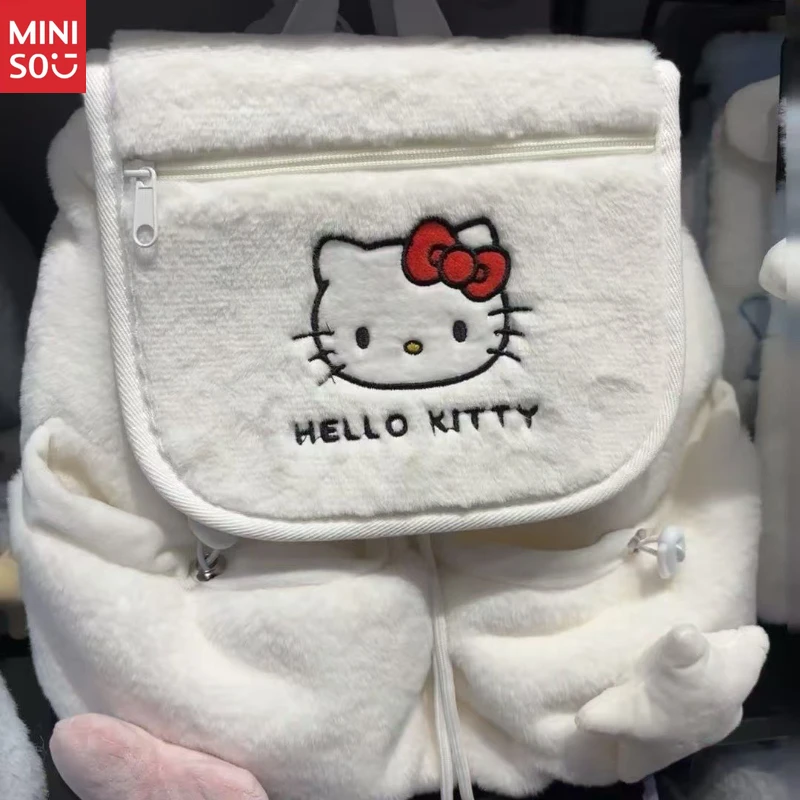 

Miniso Hello Kitty Cinnamoroll Backpack | Plush Flip Top, Large Cute Daypack