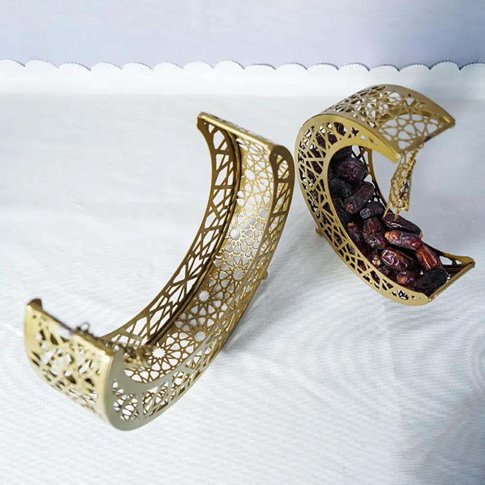 صينية حلوى رمضان المعدنية على شكل نجمة قمر صندوق تخزين الوجبات الخفيفة مجوفة لتزيين حفلات عيد مبارك 2025 كريم إسلامي مسلم