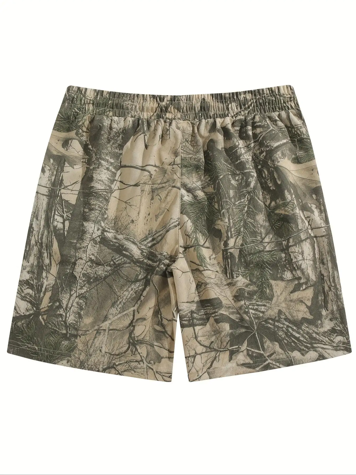 Men's Regular Version of Jungle Camouflage Shorts with Drawstrings and Elastic Waistband, Tropical Camouflage Pattern Printing, Suitable for Summer Adventure, Outing and Vacation, Daily Casual, Running, Multi-Scenario Wear