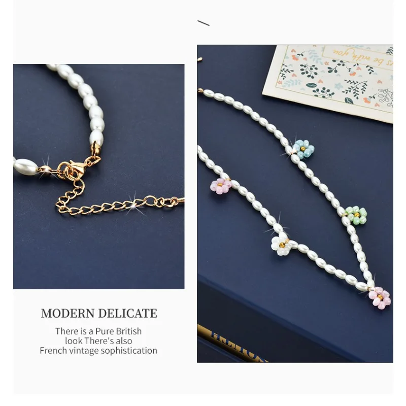 

Cute girl necklaces, elegant beaded necklaces, fresh, fashionable and sweet flower necklaces