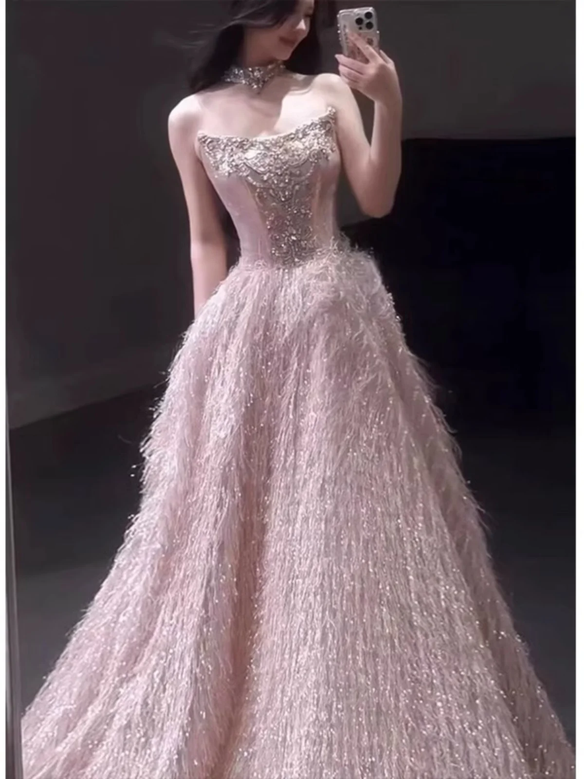 Abito da sera rosa Ele Bridal Dr Cerimonia per adulti Cerimonia per bere Cerimonia per principesse Gonna ini Fata Aosphere Matrimonio Dr