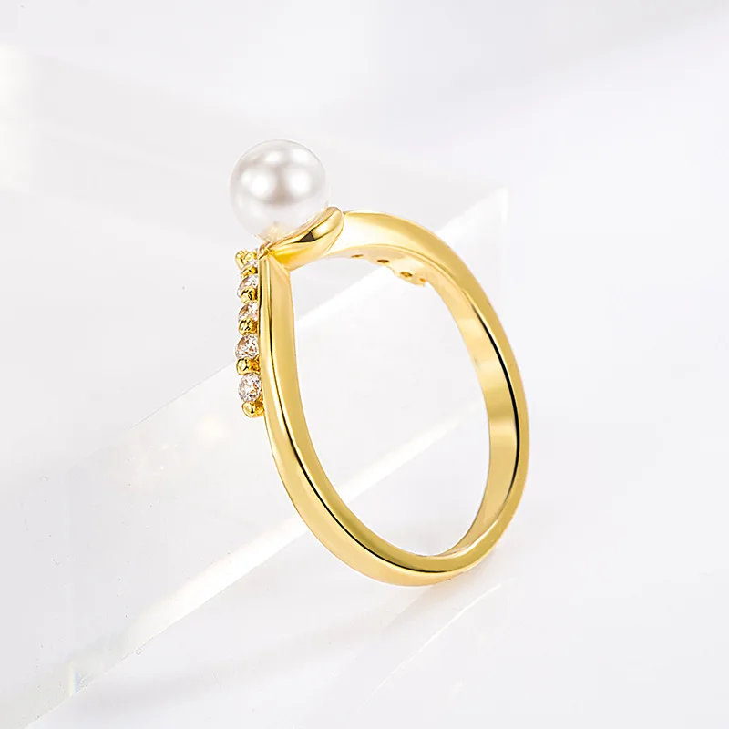 Fashion Pearl Rings 925 Silver Jewelry with Zircon Gemstones Accessories Finger Ring for Women Wedding Engagement Gift Wholesale