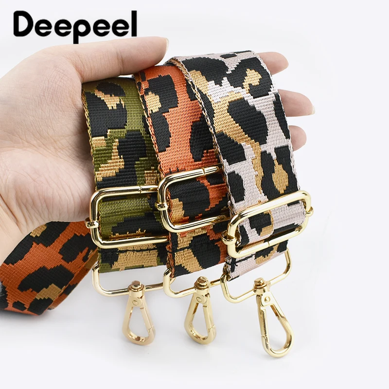 1Pc Deepeel 38mm Women Jacquard Bag Belts Leopard Shoulder Crossbody Straps Adjustable Webbing Strap DIY Bags Accessories