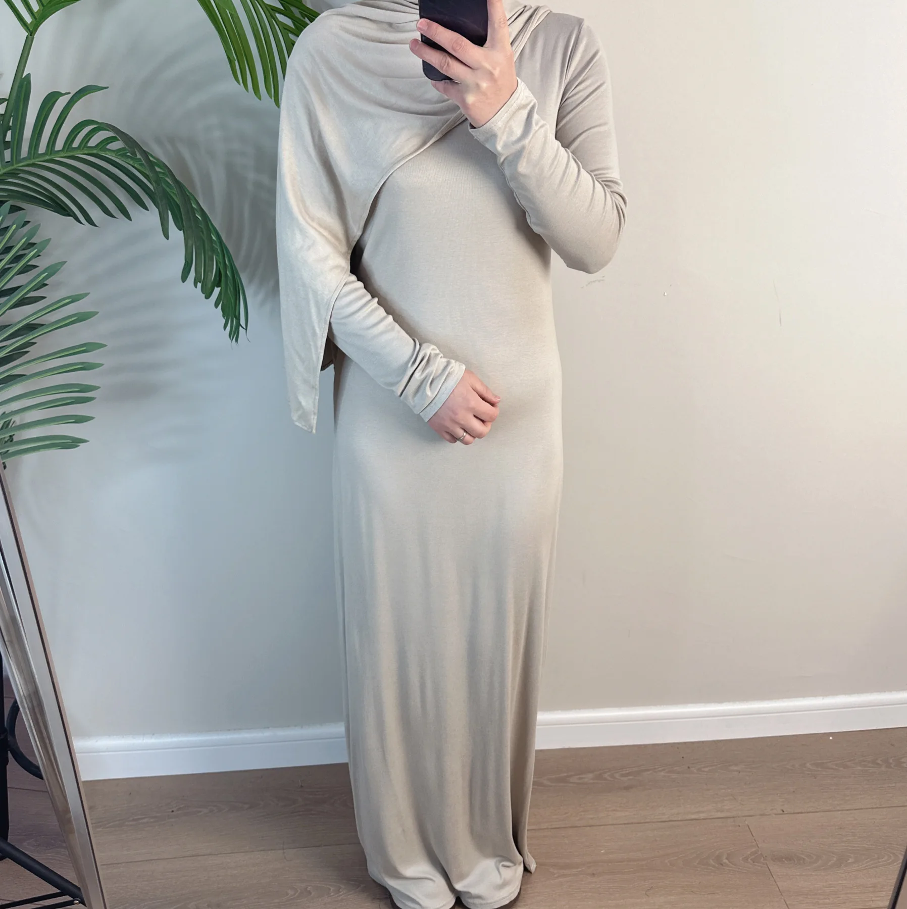

ModaL Cotton Inner Dress for Abaya Dubai Modest Islamic Clothing Muslim Long Hijab Dresses Under Abayas for Women Robe Musulman