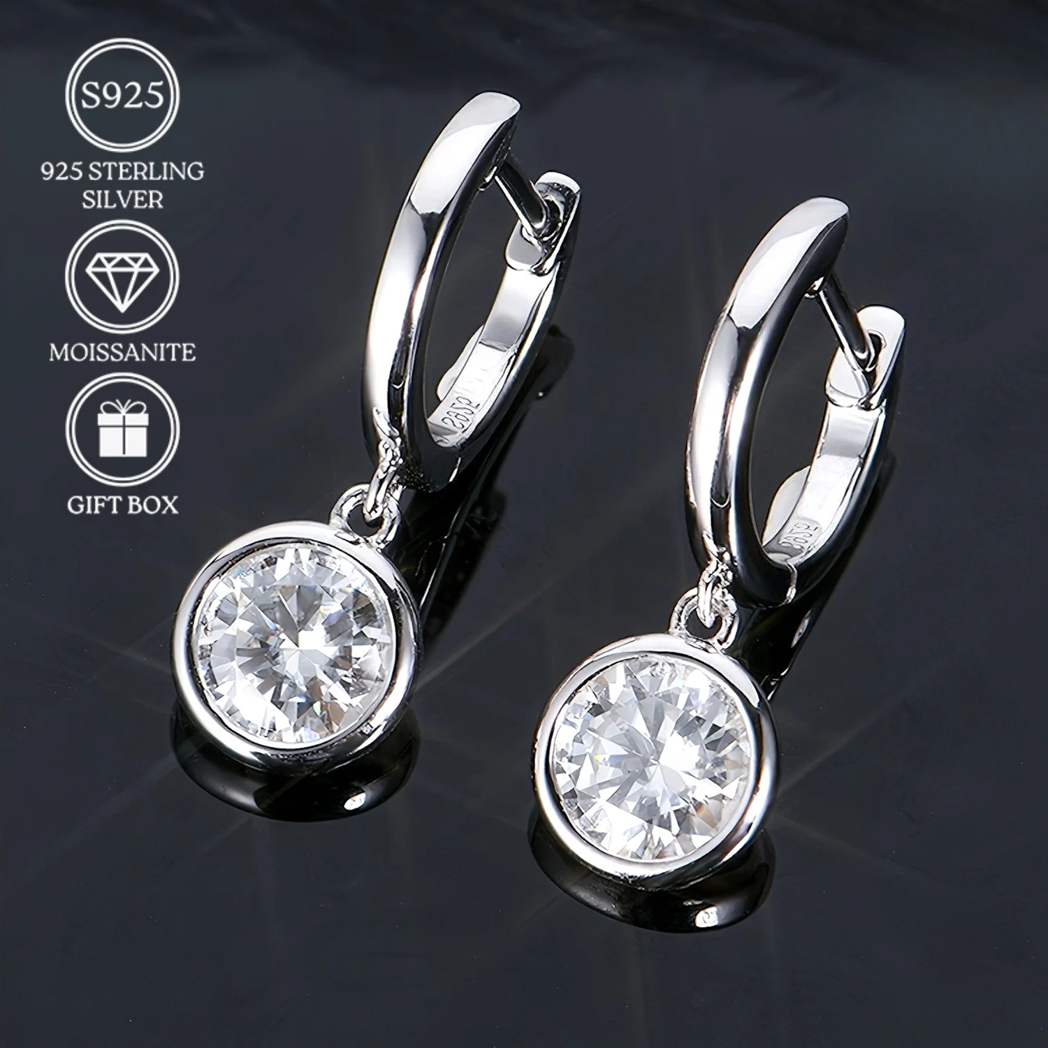 

1pair 1/2/3 Carat The 925 Silver Bubble Earrings Feature A Fashionable and Trendy Design, Making Them Suitable for Parties.