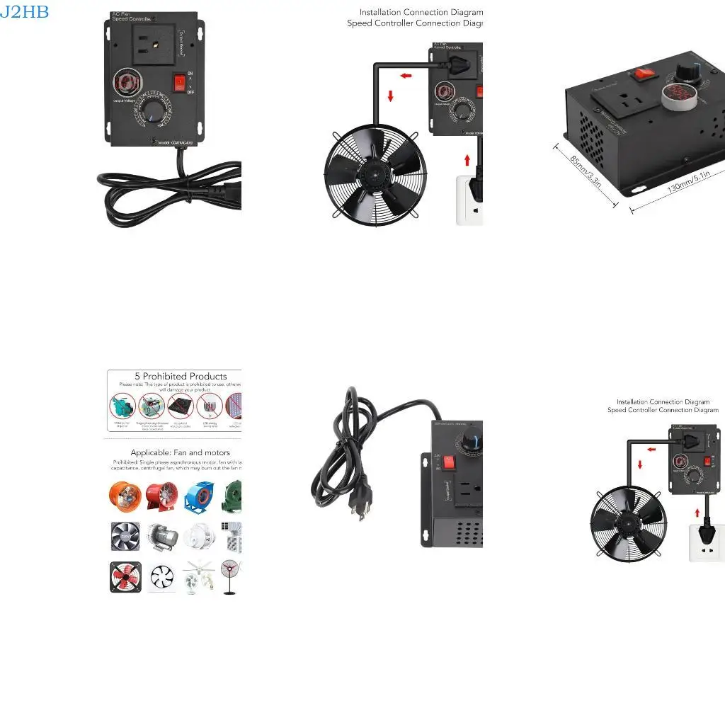 

J2HB 0~220V Voltages Regulator Governor Motor Speed Controller Replacement Temperature Motor FAN Speed Controller Dimmer