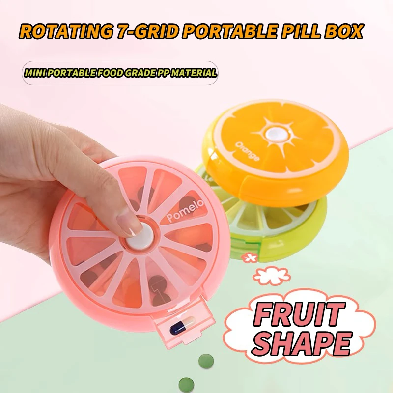 1pc Seven Grid round Box Sealed Medicine Packaging Box, One Week Medicine Storage Box, Carry Small Medicine Box with You