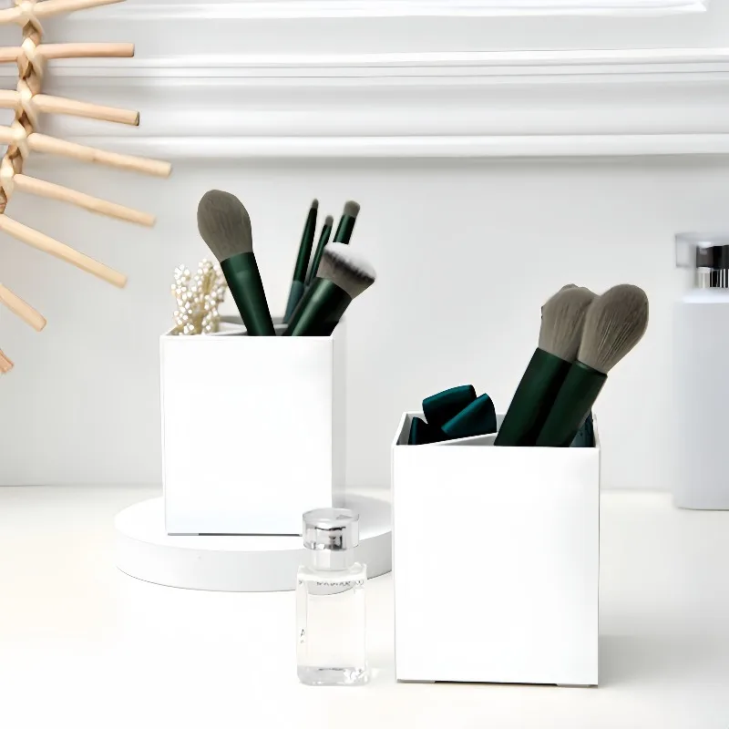 1/2pcs Makeup Brush Holder Organizer with Lid Cosmetic Storage Box Portable Travel Make Up Tools Container Case Stand Pen Pot