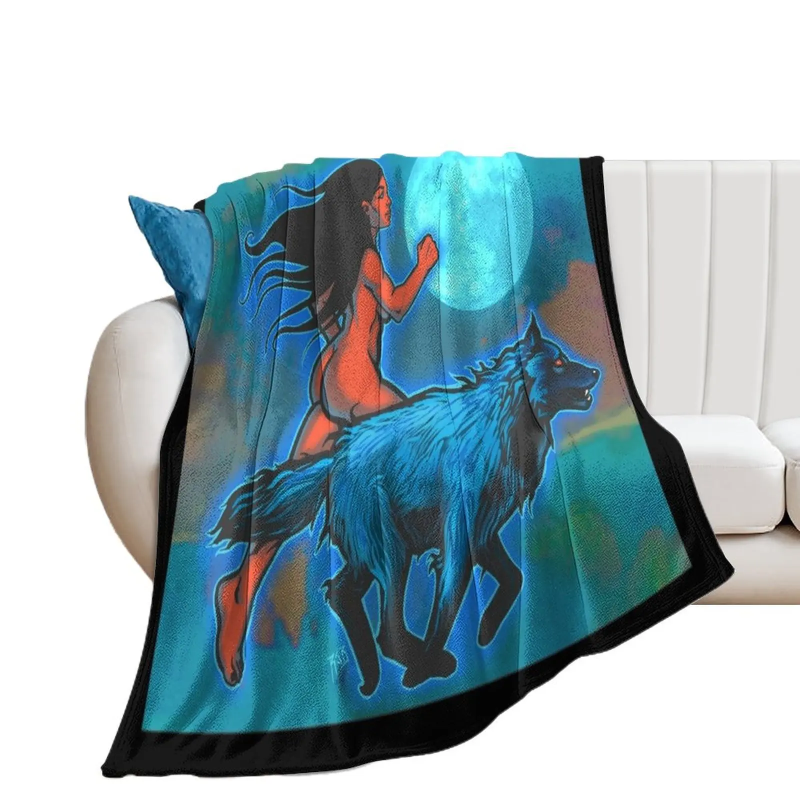 

Blue wolf Throw Blanket cosplay anime For Decorative Sofa Furry Blankets For Sofas Blankets