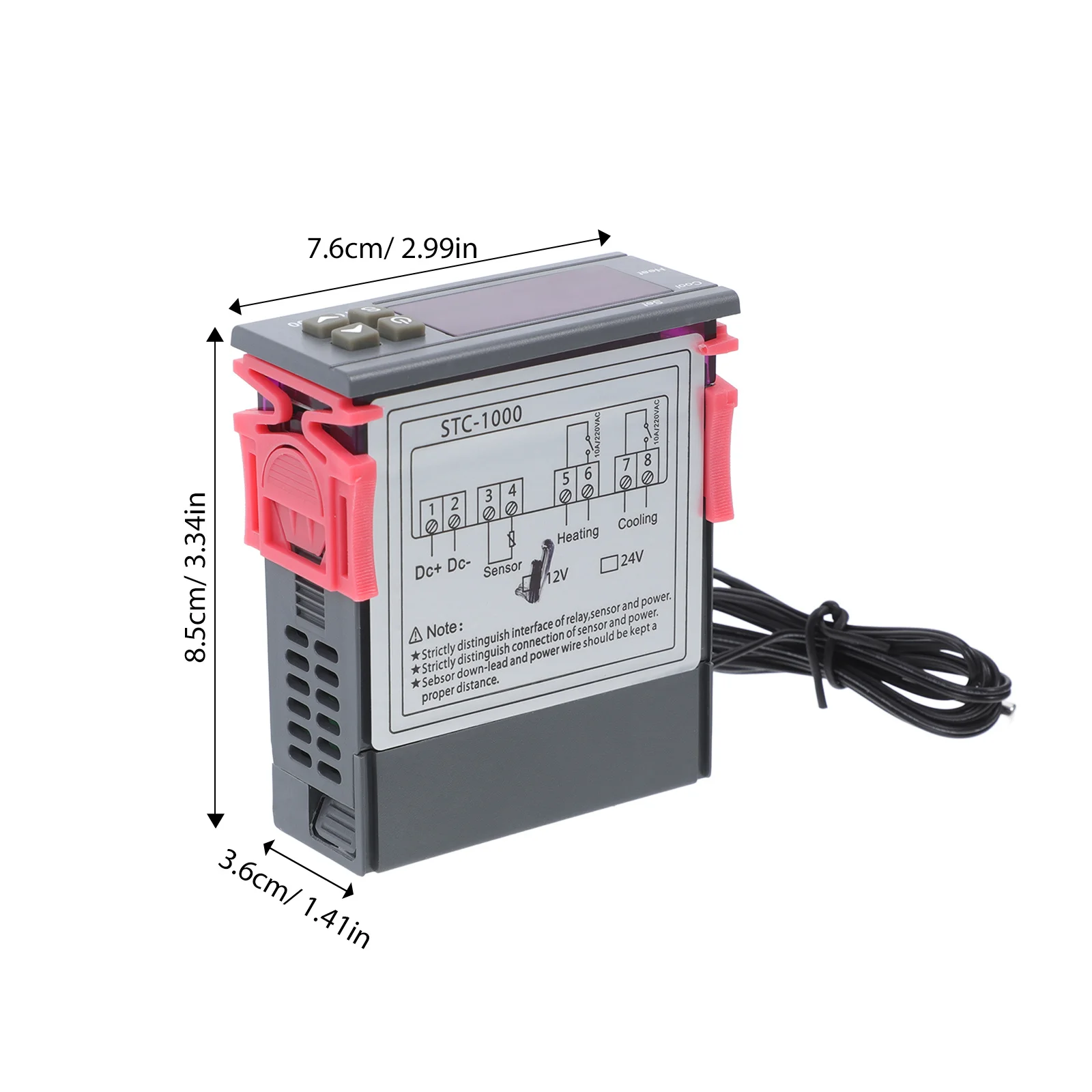 Digital Temperature Controller Switch 12V Cooling Heating Thermostat Sensor for Refrigerator Fermenter Portable Use Precise