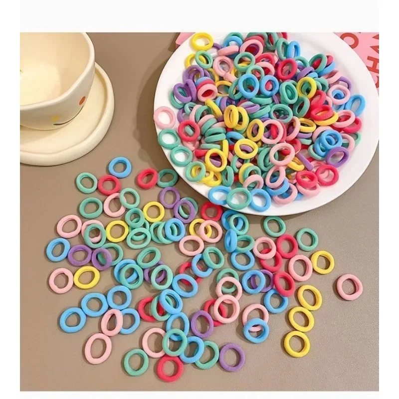 100Pcs Hair Bands for Children Colorful Nylon Scrunchie Hair Ties Rubber Band Kids Elastic Hair Leagues Girl Accessories