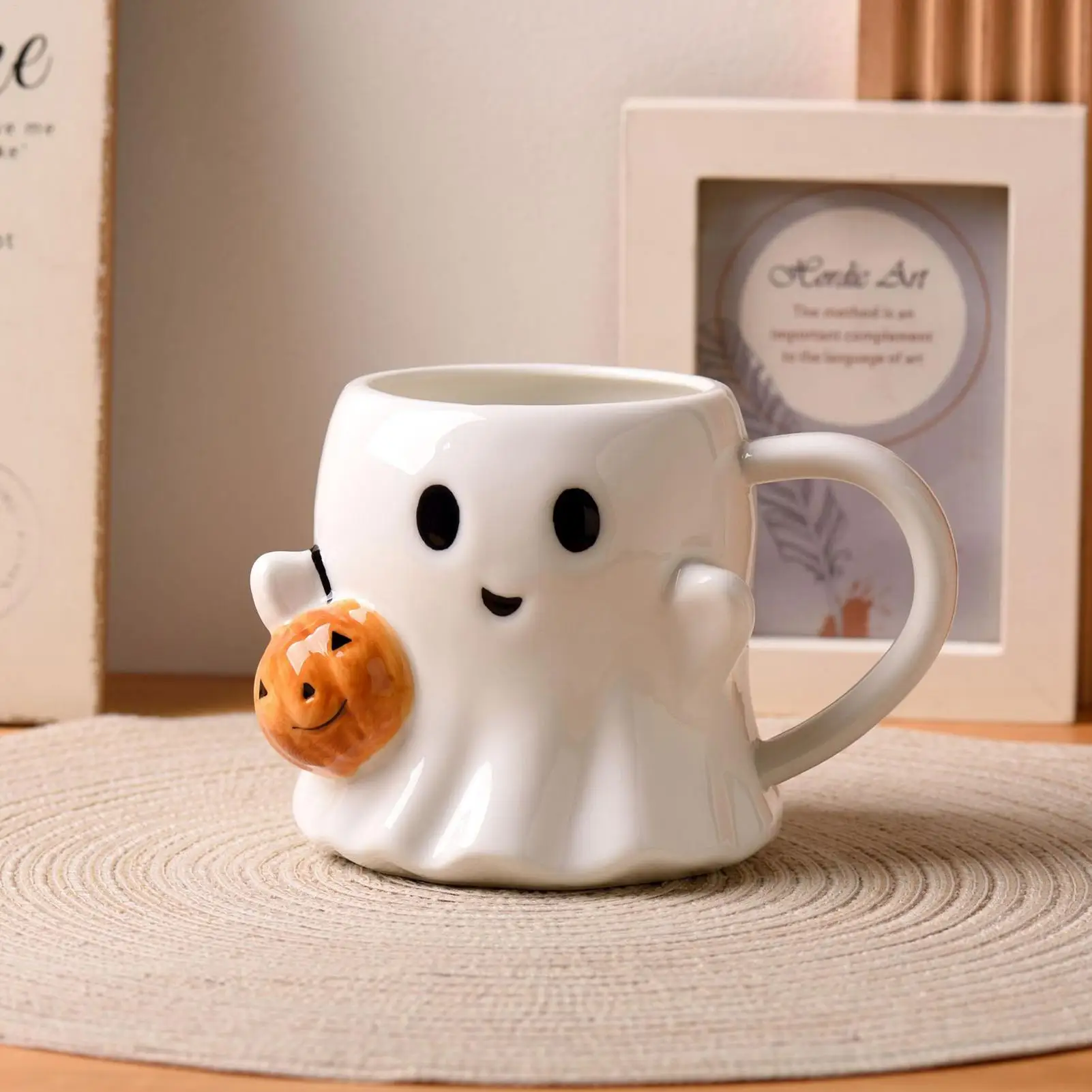 

600ml Cute Ghost Pumpkin Mug Halloween Decorations Coffee Mug Ceramic Cup Funny Halloween Gifts for kids Elf Coffee Mug