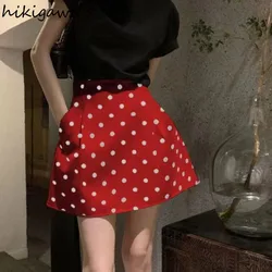 Vintage Mini Skirts for Women 2024 Faldas Mujer De Moda High Waist A-line Sweet Jupe Polka Dot Fashion Jupe Summer Bodycon Skirt