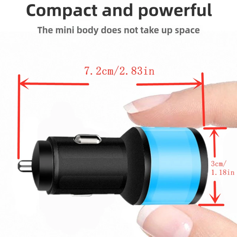 شاحن سيارة مع ضوء ملون للسيارة، إكسسوارات داخلية للسيارات بمنفذين، مدخلات مناسبة لـ 12 فولت أو 24 فولت