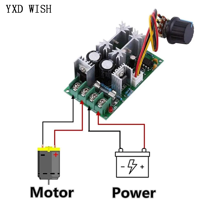 DC 10-60V DC silnik Regulator prędkości 12V 24V 36V 48V wysokiej napędzana mechanicznie moduł Regulator prędkości silnika PWM Regulator prądu 20A 30A — zdjęcie 6