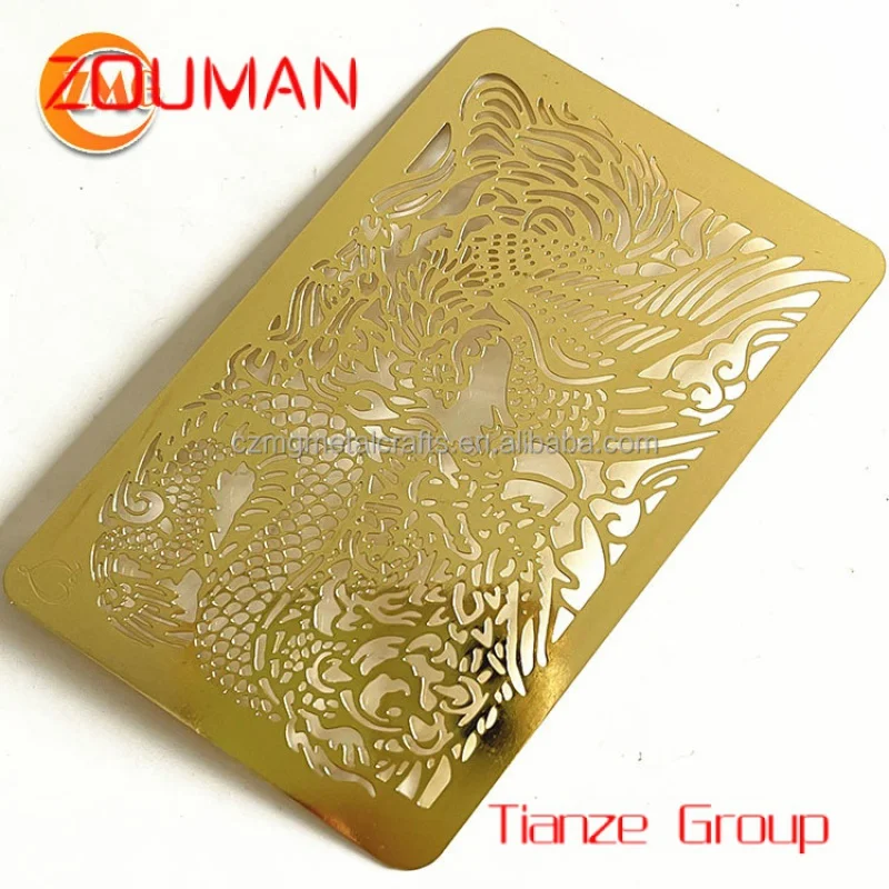 

Custom , laser cut engraved golden etal busins card in p pre