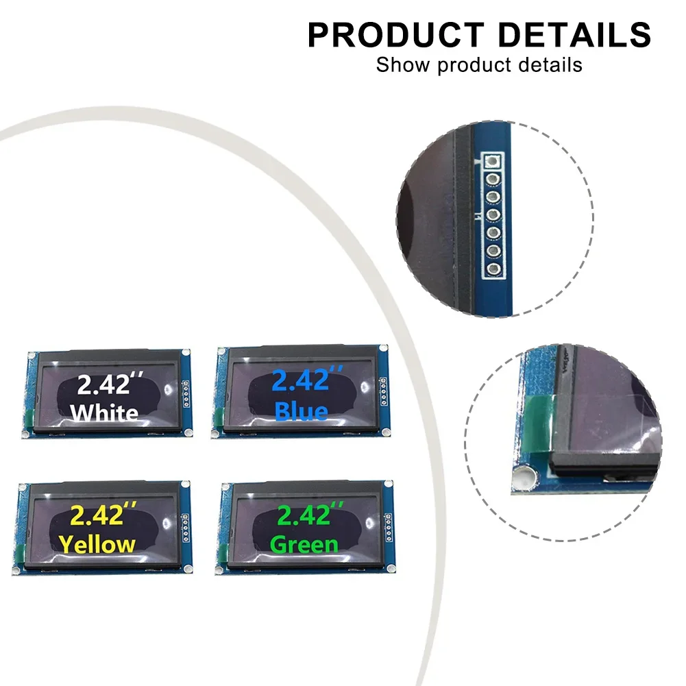 2.42 Inch 128x64 Resolution For OLED Display Module SSD1309 Driver IC 7/4 Pin SPI/I2C Serial Interface Display Screen