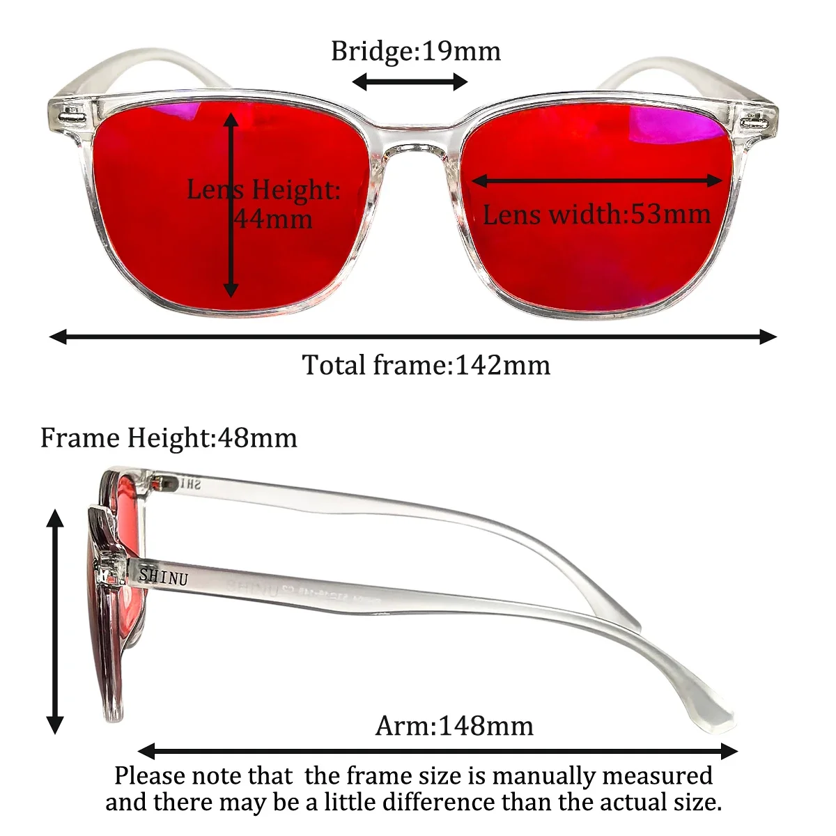 SHINU red lenses glasses men orange lens glasses women blue light filter lenses for better sleep long time gaming fashion model
