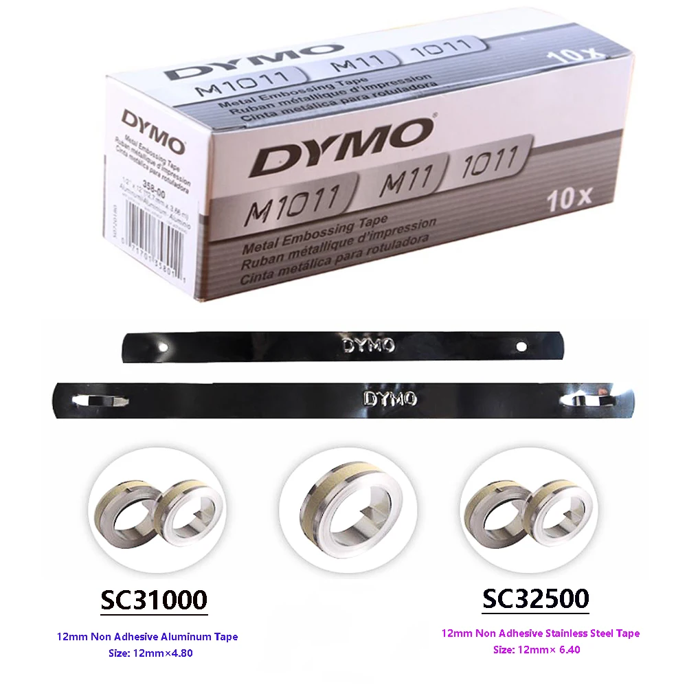 

Чернильная лента SC31000 SC35800 Металлические ленты для тиснения Металлические ленты 12 мм Неклейкая алюминиевая лента для маркировки кабеля DYMO M1011