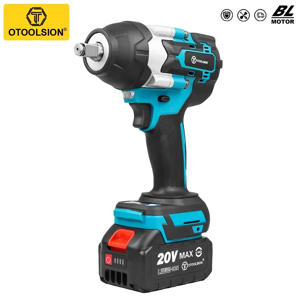 

OTOOLSION 20V Brushless Impact Wrench Torque 600Nm 1/2 Inch Socket Wrench Battery Nut Screwdriver Power Tool Makita 18V Battery