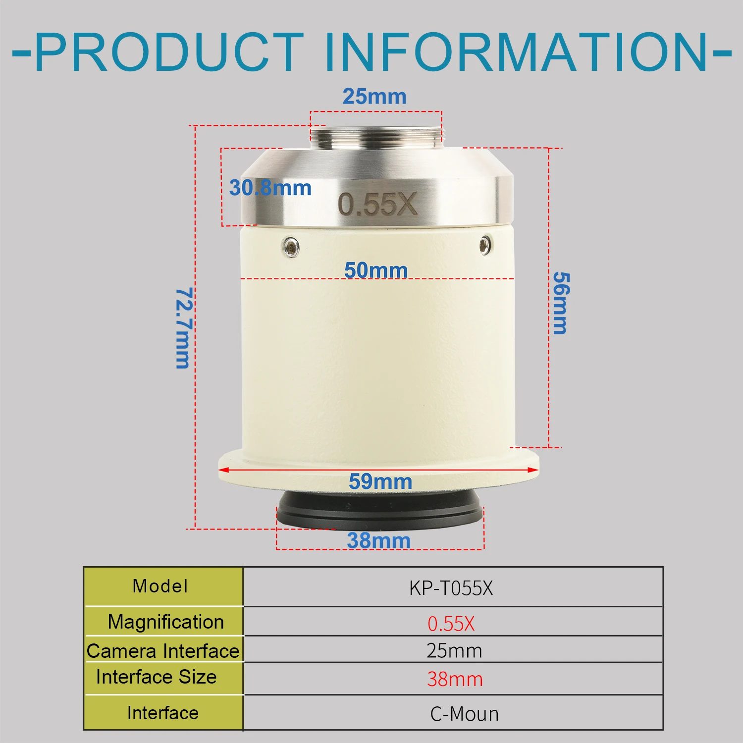 Interfaccia per microscopio KOPPACE 0,55X Interfaccia per montaggio microscopio da 38 mm