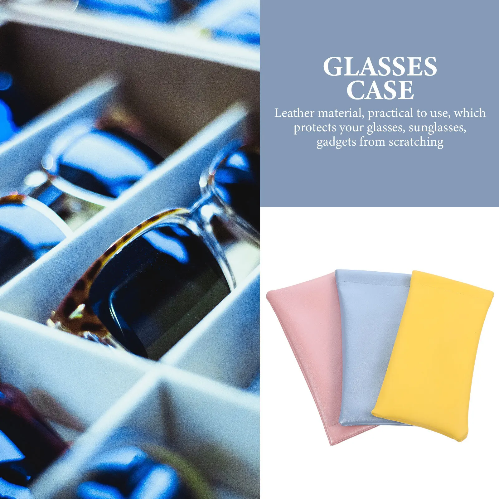 

3Pcs Glasses Case Portable Soft Eyeglass Holder Travel Sunglasses Storage Pouch Lightweight Scratch Resistant