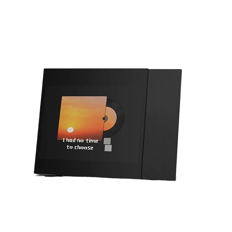 

Album vinyl record, lyrics desktop stereo, floating subtitle speaker.