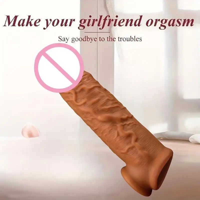 Male Penis Rings Enlargement Cock Sleeve Condoms for Stronger Erection Delay Ejaculation Adult Sex Toys for Men Couple view 3