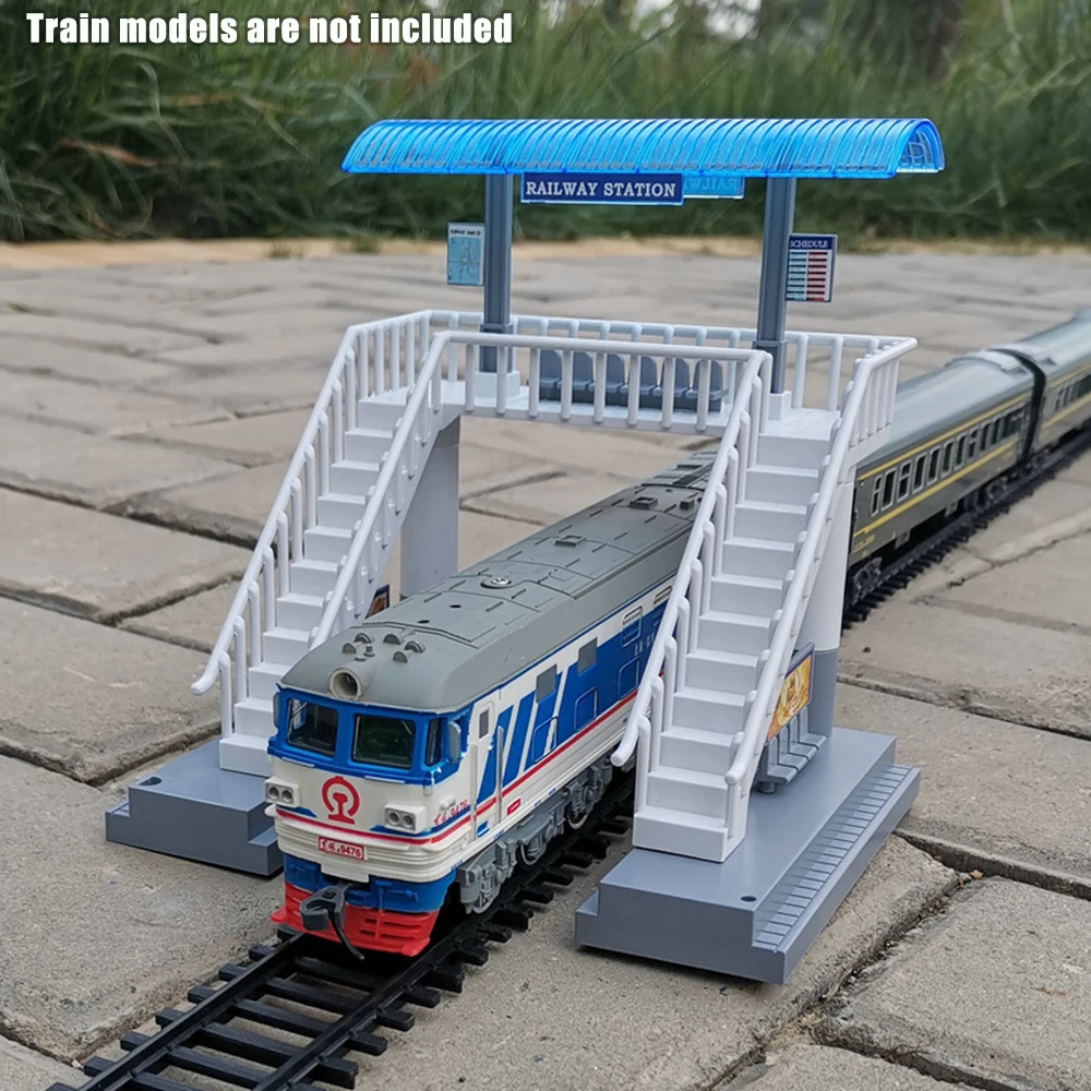 Train Station Architectural Model for Railway Layout Decoration Railway Station Platform Footbridge Walkway Scenery DIY Kit