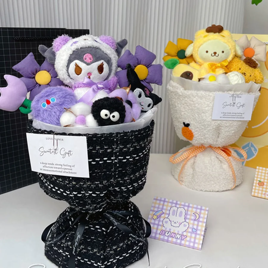 

Sanrio Kuromi Cinnamoroll My Melody Pompompurin букеты Hello Kitty Мультяшные искусственные аниме милая девушка подарок на день Святого Валентина и Хэллоуин