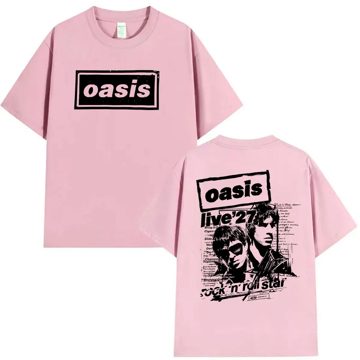 O-Oasis Band Live 2027 Tour Merch T-Shirt Herren Vintage Mode Oversized Baumwoll-T-Shirt Mann Hip Hop Punk Loose Kleidung T-Shirts – Detail 4