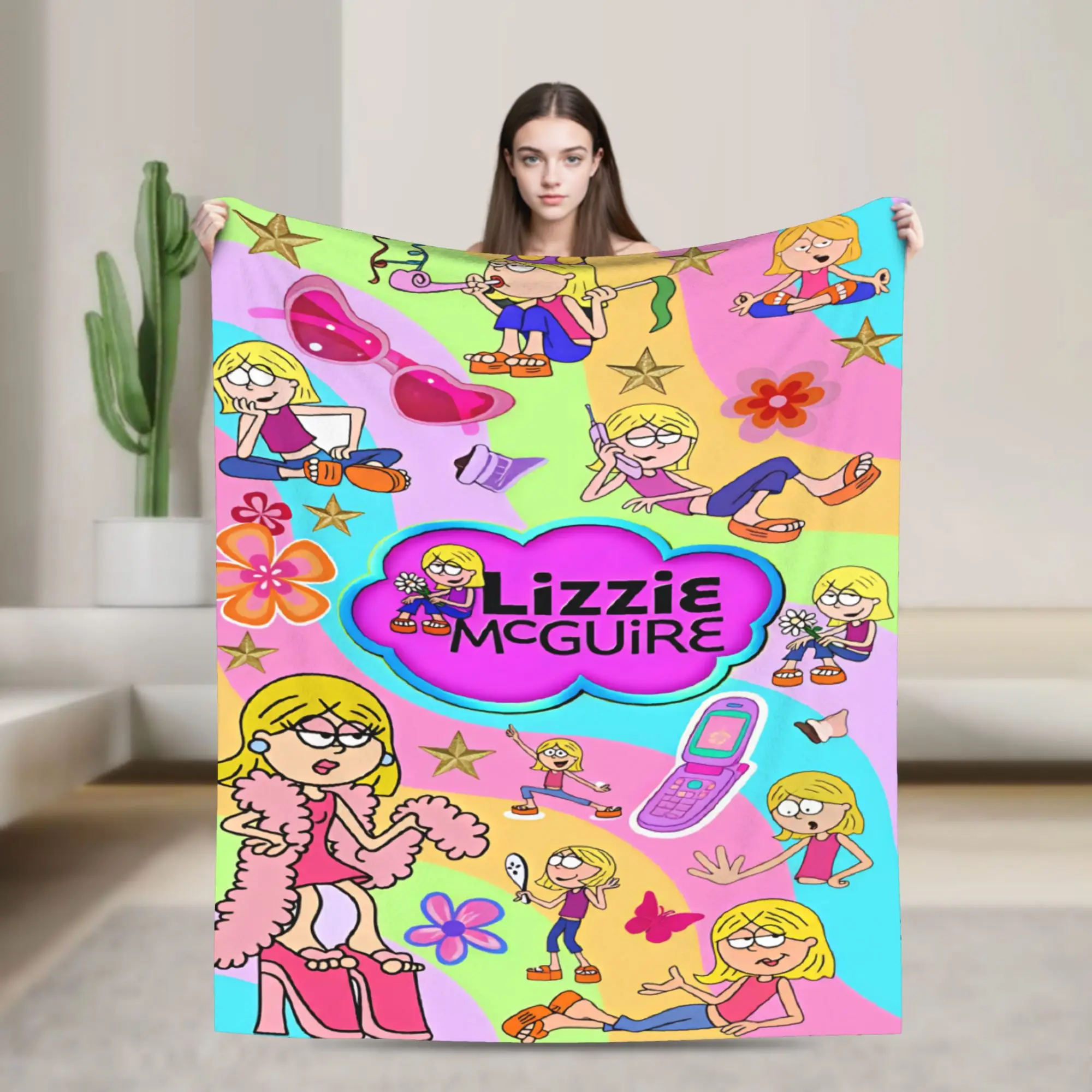 Lizzies Cartoon McGuires Flannel Blankets Soft Bedding Throws for Living Room Travel Office Pattern Bedspread Sofa Bed Cover