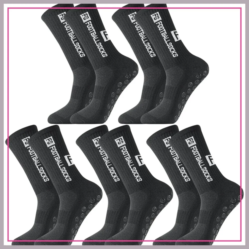 

5 Pairs Men's Grip Soccer Socks Anti Slip Athletic Socks Non-Slip Sports Football Basketball Socks