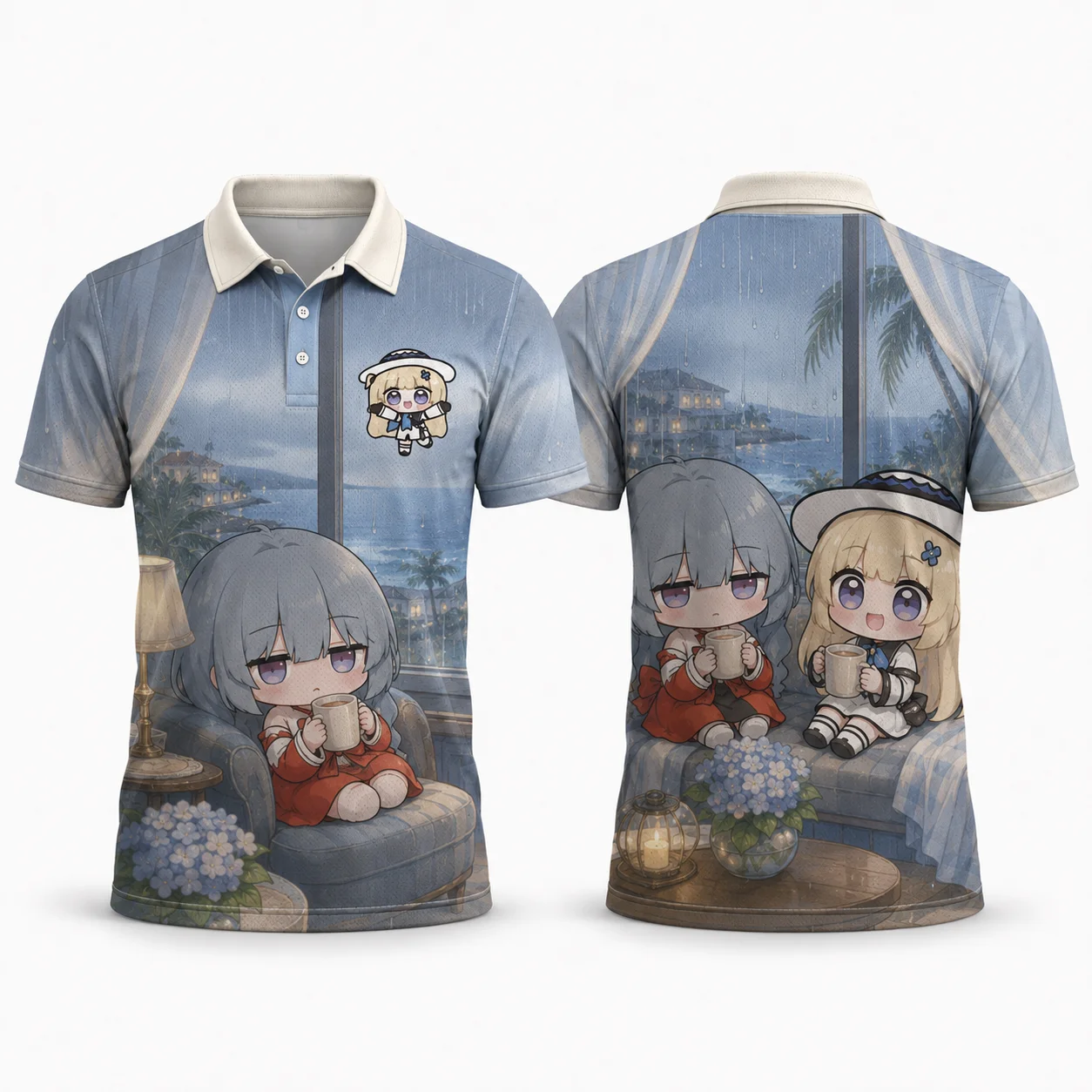 Phoebe Joubi Phrolova Chibi Anime Movie Night Polo Shirt Kawaii Girls Popcorn Pajama Party 3D Print Quick Dry Breathable Top
