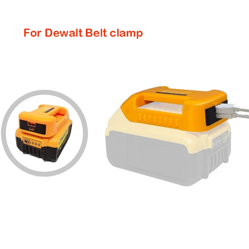 For Dewalt 18V 20V Li-ion Battery With USB and Type-C Belt clamp Fast Charger Rack Portable Battery Holder Adapter With switch