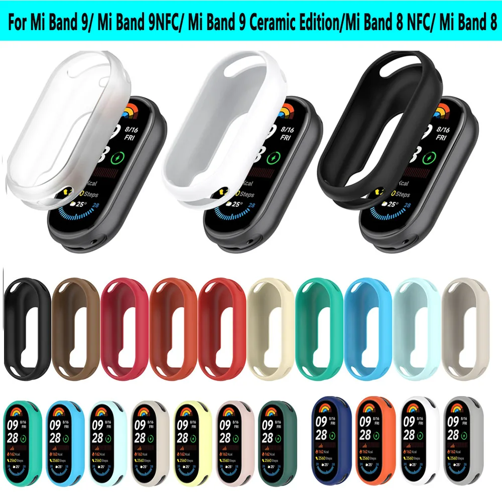 Silicone Hollow Out Watch Case For Xiaomi Mi Band 9 8 NFC Protective Shell Soft Hollow Casing Protect Bumper Frame Accessories