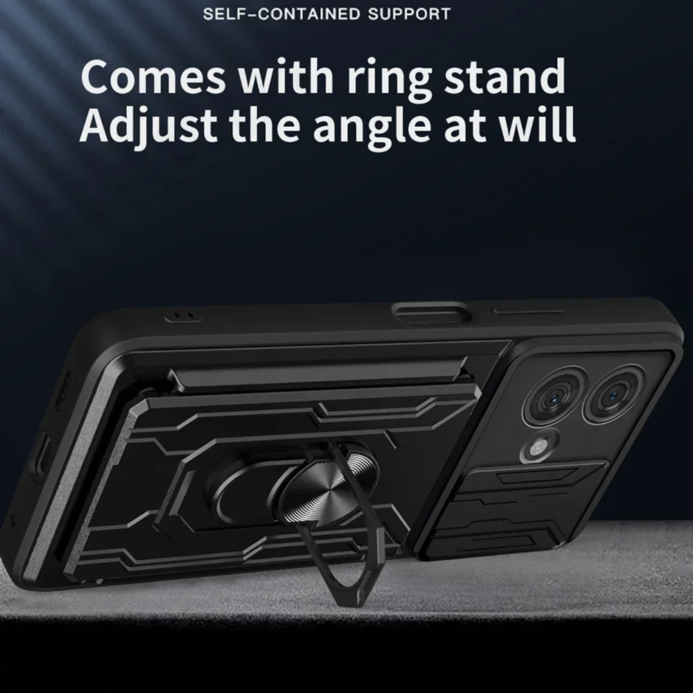 Kickstand Case For Motorola Moto G56 G86 G05 G15 G35 G55 G75 G85 5G Cover Card Pocket Ring Stand Holder Fundas Coque Capa