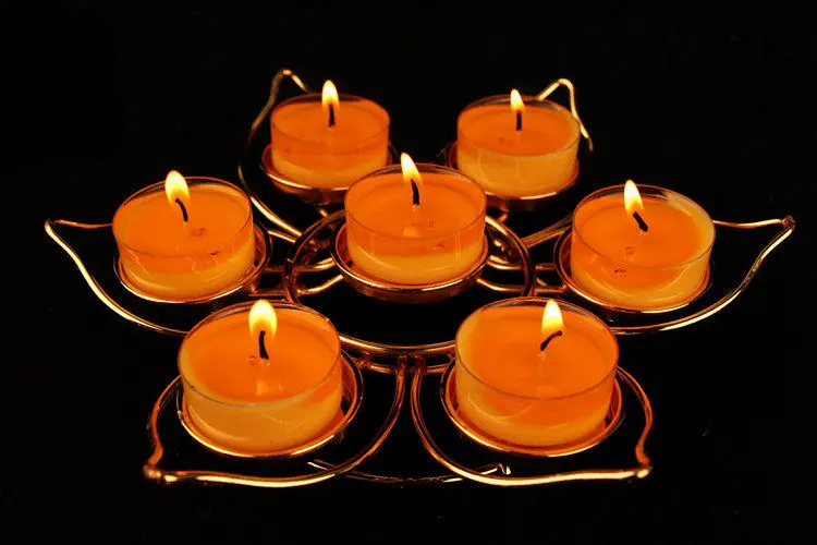 YJQ alloy colorful three-layer seven-star ghee ornament seat double-piece lotus candle holder
