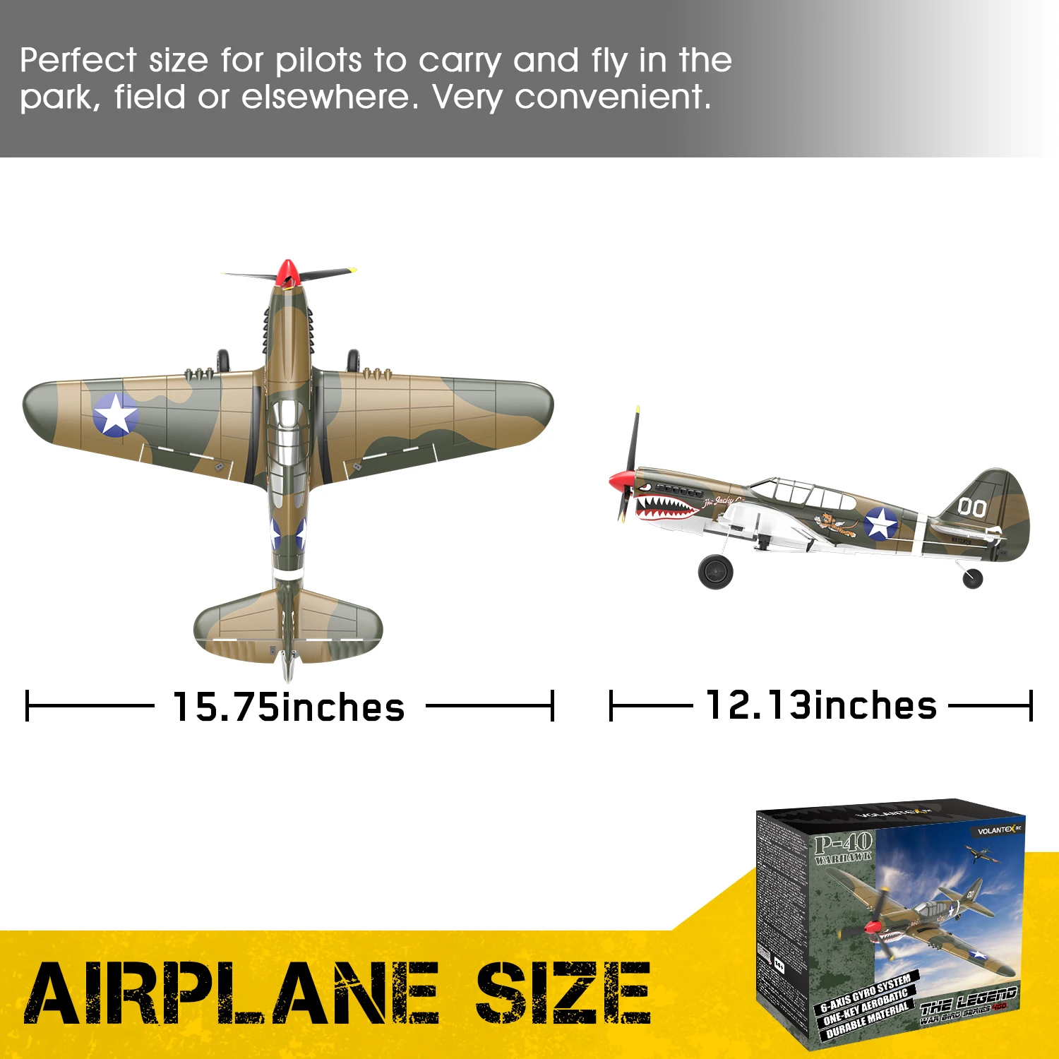 Volantex rc 761-13 P-40 Warhawk Fighter 400mm Wingspan 2.4G Remote Control Aircraft RTF One Stunt  X Pilot Stabilization System