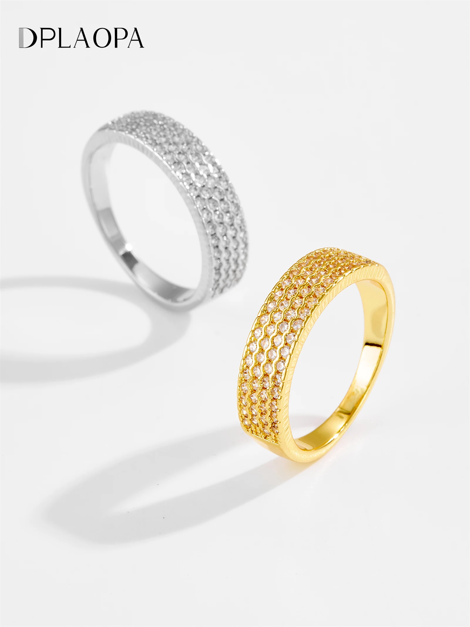 

DPLAOPA Women 925 Sterling Silver Gold Clear CZ Zircon 2026 Ring Fine Fashion Vintage Luxury Daily Casual Jewelry Gift