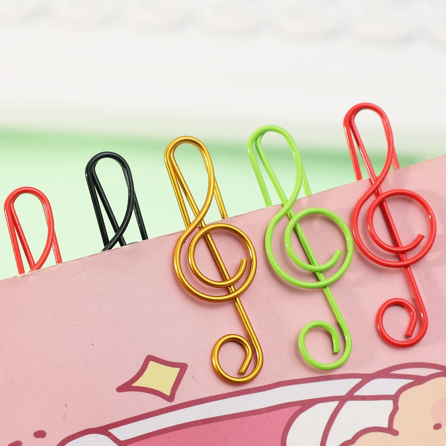 Metal Memo Note Paper Clips Creative Colored Music Bookmark Clip Paperclips For Photo Magazine Books Paper Marking Clamps