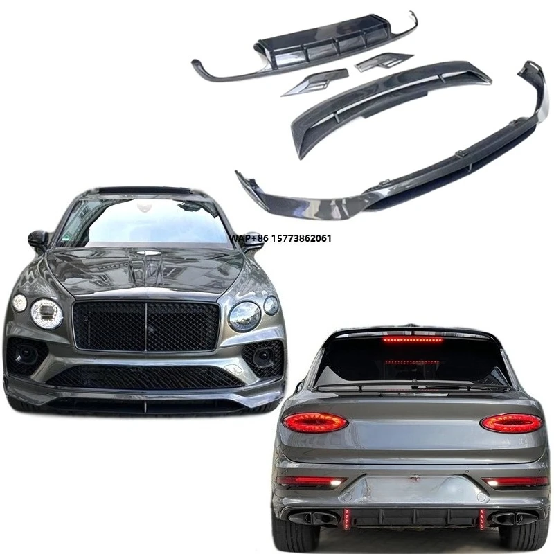 Upgrade Facelift LD Style Dry Carbon Fiber Front Lip Rear Diffuser Spoiler Wing Body Kit for Bentayga 2021-2024 Larte