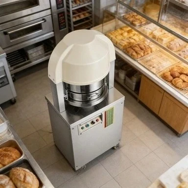 Industrial dough divider, hydraulic dough divider and rounder for the production of large dough balls for bread and pizza