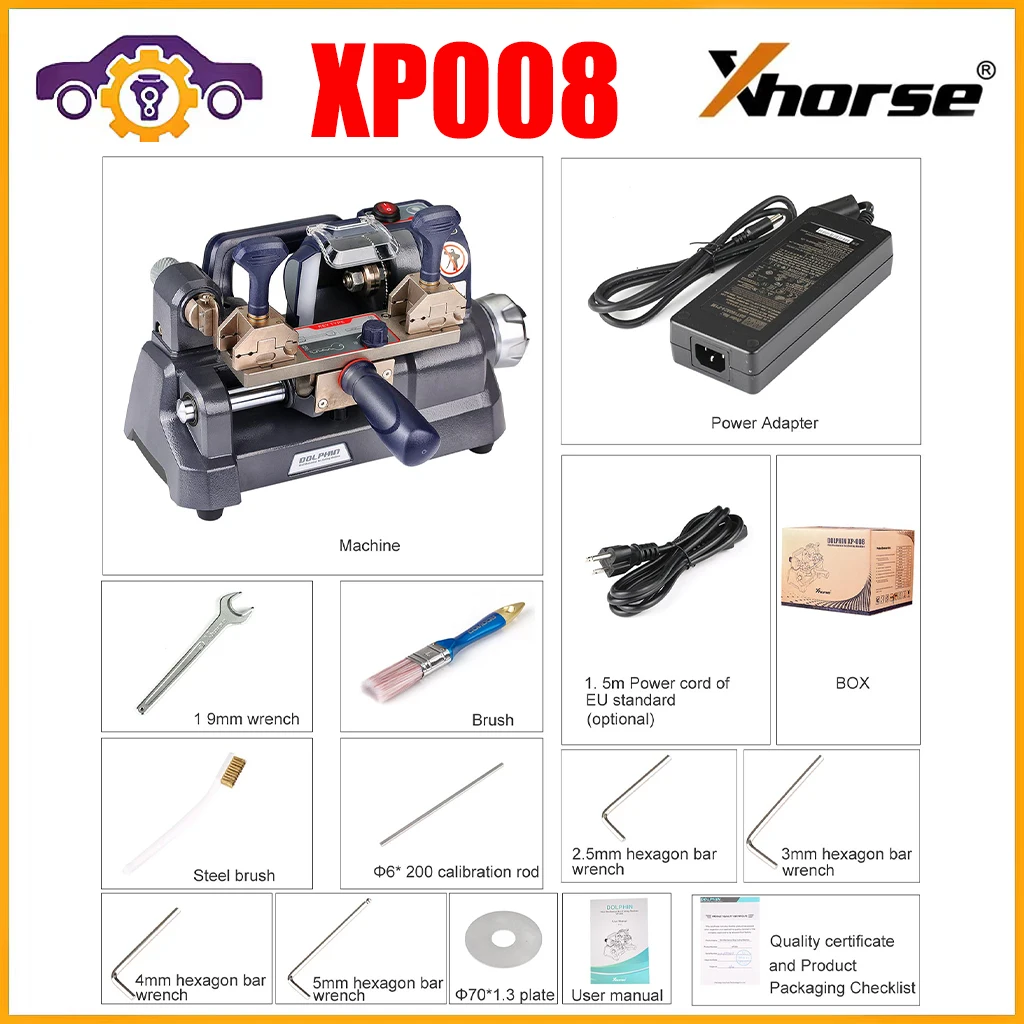 2024  New Xhorse Dolphin XP-008 XP008 Key Cutting Machine Mini Mechanical for Special Bit/ Double Bit Keys