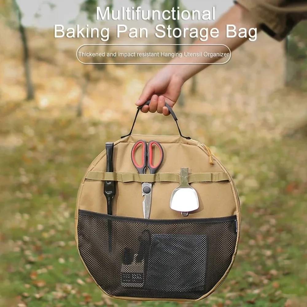 1Pcs 42×42cm Korean BBQ Grill Pan Storage Bag Portable Camping Picnic Cookware Carry Bag Frying Pan Organizer Bakeware Tote Bags