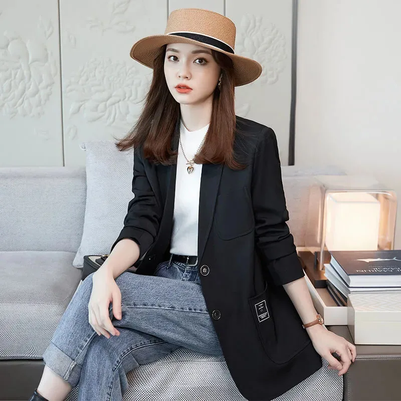 Womens Khaki Suit Jacket, Casual Blazer, High-End, Fried Street Suits, Top Single Breasted, Office Clothing, New, Autumn, Winter