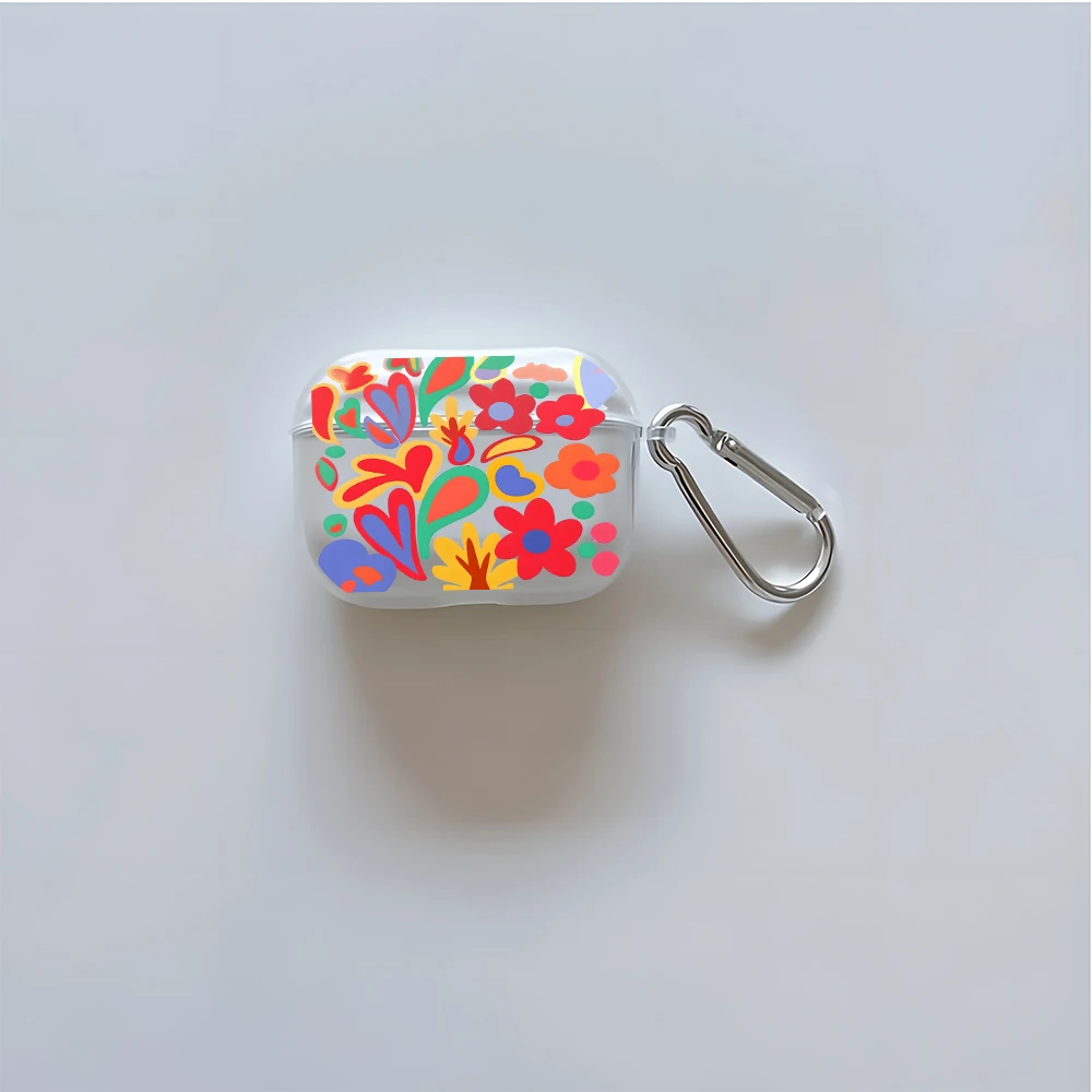 Colorful Abstract Floral Clear Earphone Case for AirPods 4/2/3/1 Earbuds Case For AirPods Pro 2/Pro 3/Pro TPU Protective Cover view 5